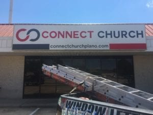 Storefront sign for Connect Church
