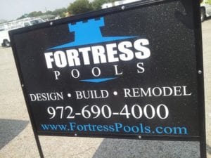 Outdoor sign for pool company