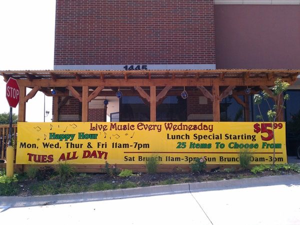 Restaurant banner advertising happy hour