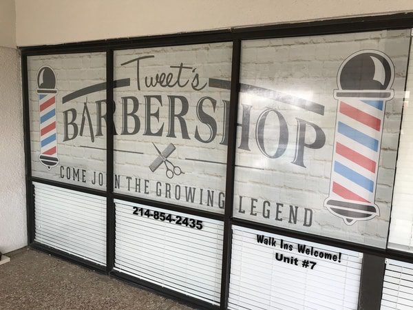 Vintage looking vinyl window decals for barbershop