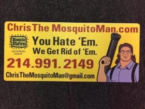 Yellow car magnet for a mosquito extermination company