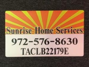 Car magnet with yellow and orange sun burst rays for home services company
